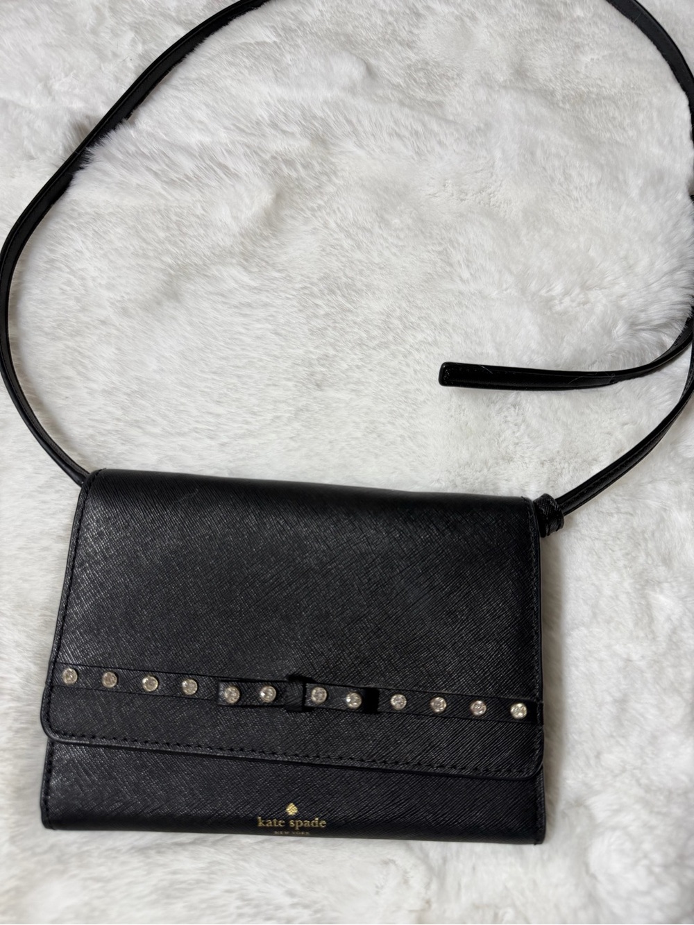 Kate Spade Black Leather Crossbody with Stud Detail